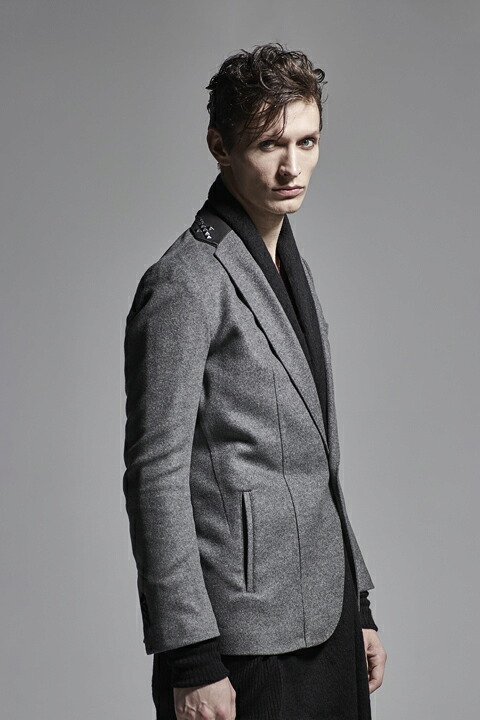 【30%OFFセール】kiryuyrik キリュウキリュウ Casimmer Beaver Studs Collar Jacket{KI-HJ22-101STD-1GRY-AIA}｜link bar 41,542円