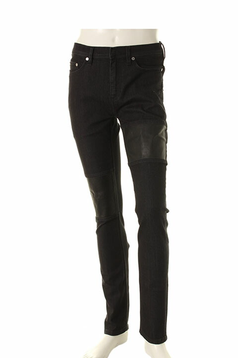 【30%OFFセール】ニールバレット Neil Barrett LEATHER PATSHED SUPER SKINNY LEG JEAN{BDE162C/PBDE162C-E804T-01-AGS}パンツ ブラック メンズ|link bar
