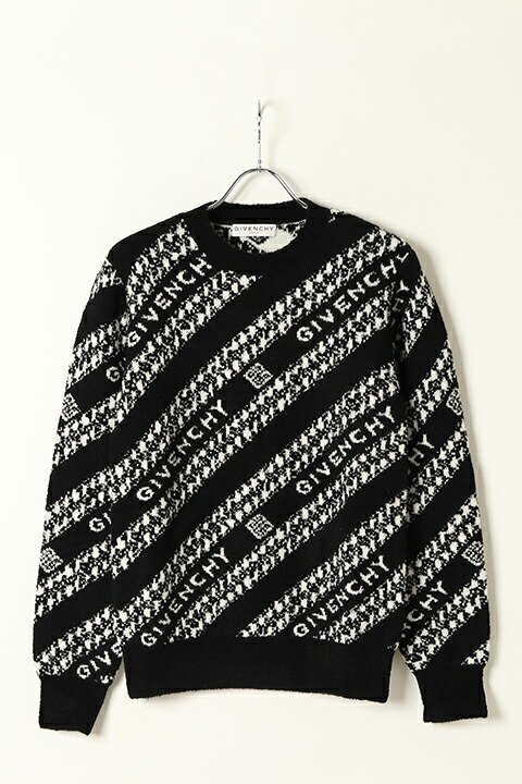 【30%OFFセール】GIVENCHY ジバンシィ GIVENCHY ジャカード チェーンセーター{BM90EE4Y6Q-BLACK/WHITE-BJA}｜link bar