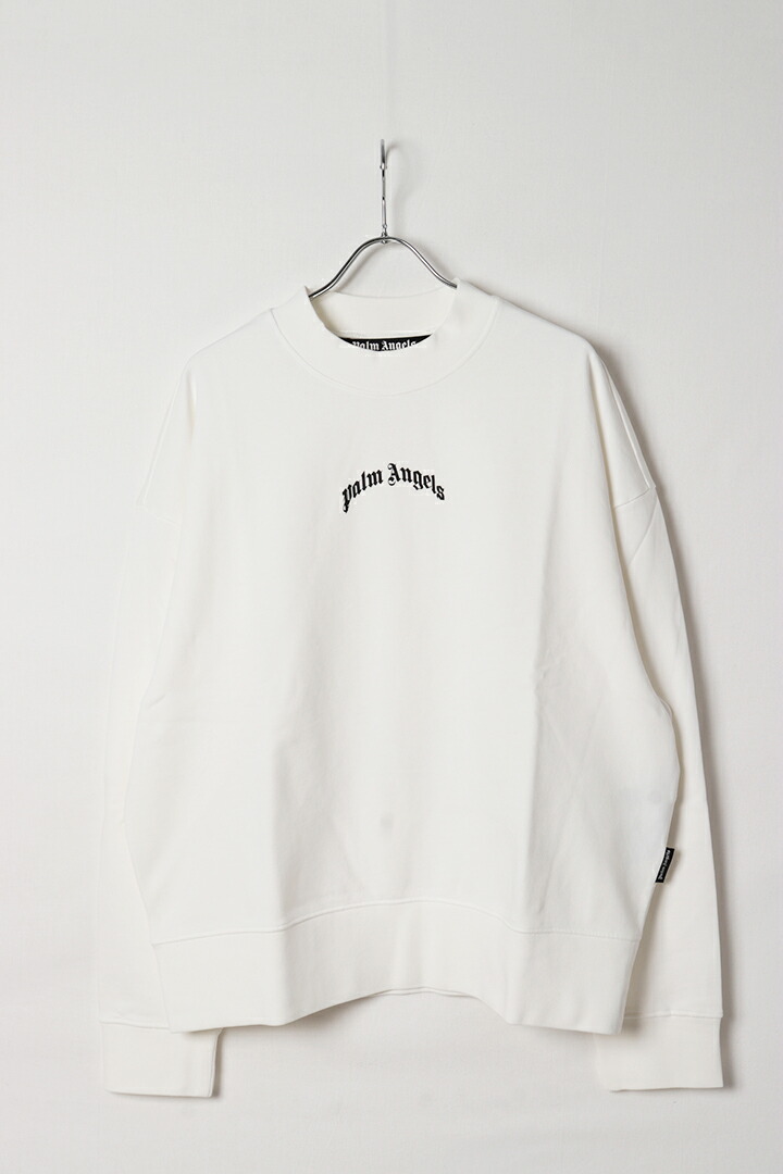 【30%OFF大売り出し】Palm Angels パームエンジェルス Curved Logo crewneck Sweatshirt{PMBA080S25FLE0010310-BES}