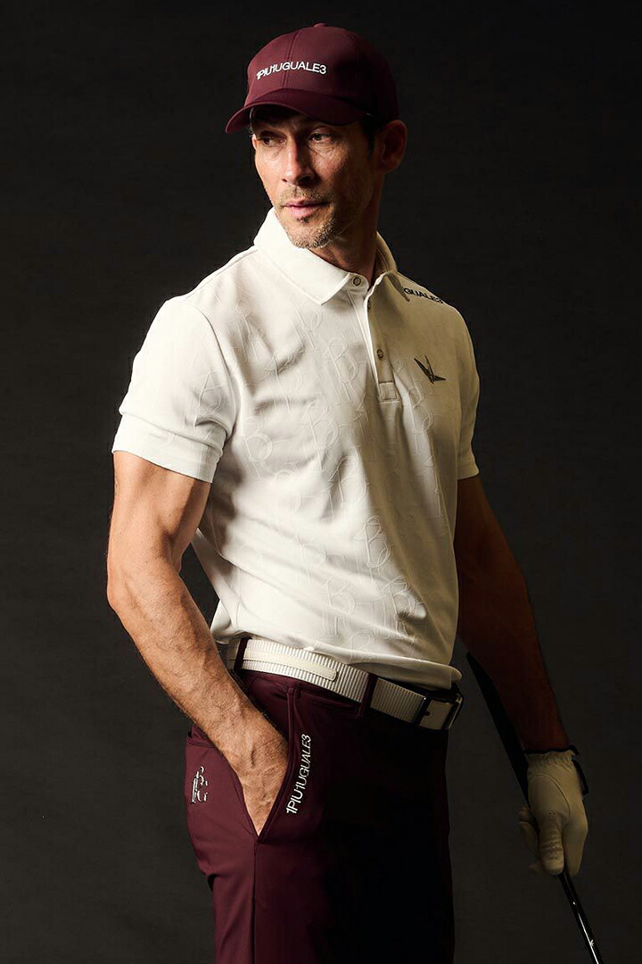 【10%OFFセール】1PIU1UGUALE3 GOLF ウノピゥウノウグァーレトレ ゴルフ JACQUARD POLO{-BFS}｜link bar