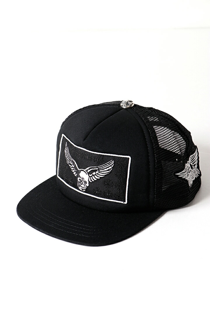 ★外国で買付 新品 仕切り状付 CHROME HEARTS  クロムハーツ HAT-FOTI/AS/YB-TRUCKER CAP／FOTI(フォティ)×エアロ スミス×若い者ブラッド トラッカーキャップ{304219199BLKOSZ01G-BFS}