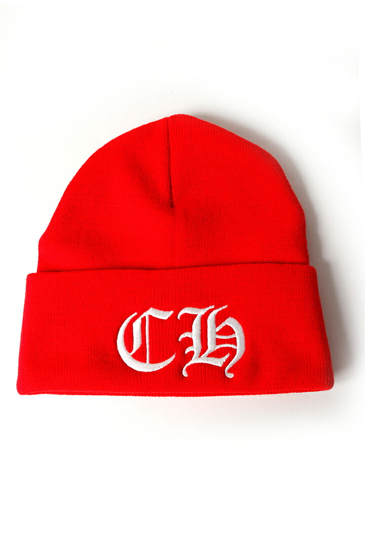 ★外国で買付 新品 仕切り状付 CHROME HEARTS  クロムハーツ HAT-WATCH CAP-ACRYLIC／CH ワッチキャップ{304053702REDXXX316-BFS}