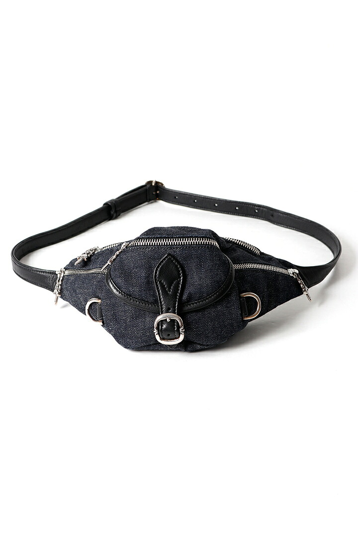 CHROME HEARTS クロムハーツ snat bag mini denim／ミニスナットパック インディゴデニム&times;ブラックレザー{-BFS}｜link bar