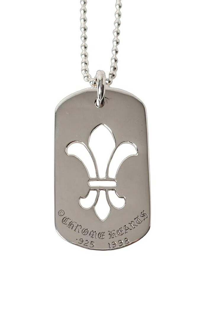 ★海外買付 新品 インボイス付 CHROME HEARTS クロムハーツ DOG TG-CH FLEUR-SLV-Ncklce／フレア ドッグタグ ペンダント{-BFS}｜link bar 110,000円