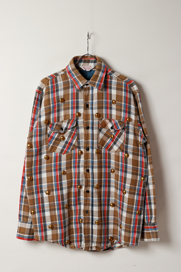 【20%OFFセール】DENIM DOCTORS デニムドクターズ BIG NAIL STUDS FLANNEL SHIRTS - BODY STUDS T-6{-BEA}｜link bar