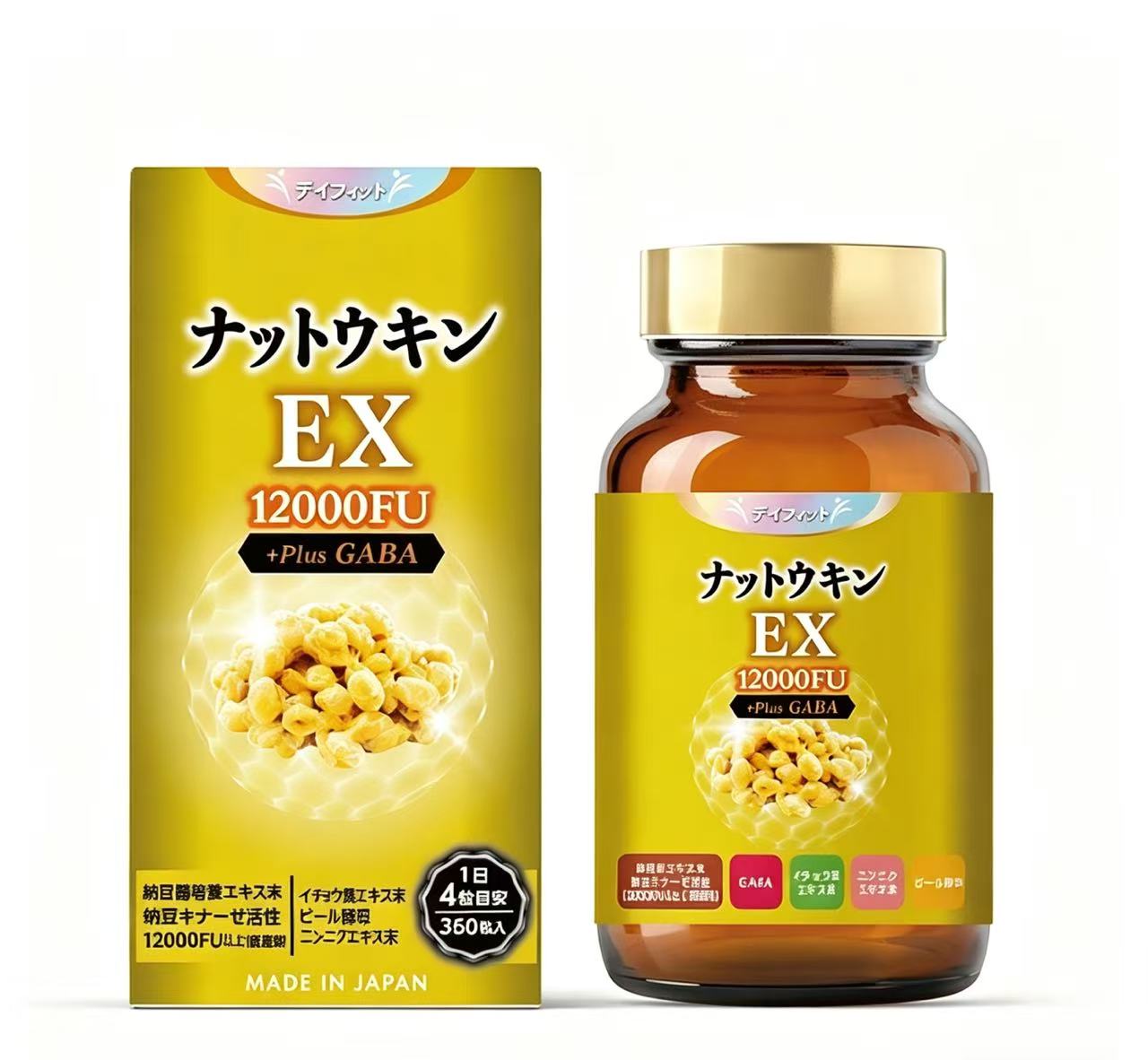 即納 デイフィット DAYFIT ナットウキンEX 12000FU +Plus GABA (3ヶ月分) 野口医学研究所