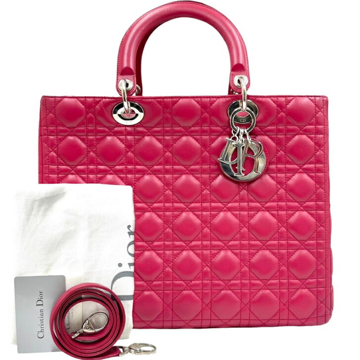 美品 Dior ディオリッシモ 2WAYハンドバッグ レザー 赤 楽天市場】【中古】ディオール レディディオール ラージ ラムスキン 赤