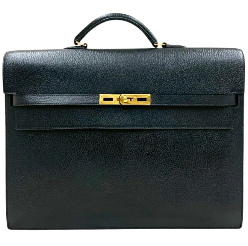 【中古】エルメス　ケリーデペッシュ38　アルデンヌ　黒　ゴールド金具　ビジネスバッグ　□A刻印/1997年　HERMES　《送料無料》｜Link-s