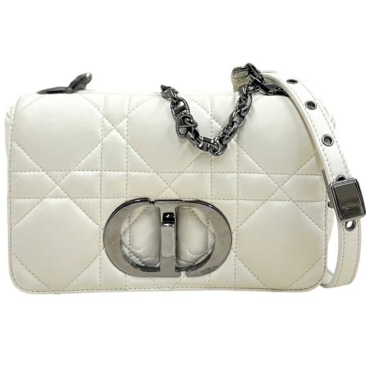 【中古】クリスチャンディオール カロ スモール カナージュ 白 ショルダーバッグ 2021年 Christian Dior《貨物輸送無料》