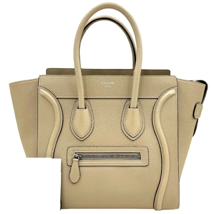 【中古】セリーヌ　ラゲージ　マイクロ　レザー　デューン　シルバー金具　ハンドバッグ　2015年　CELINE　《送料無料》｜Link-s