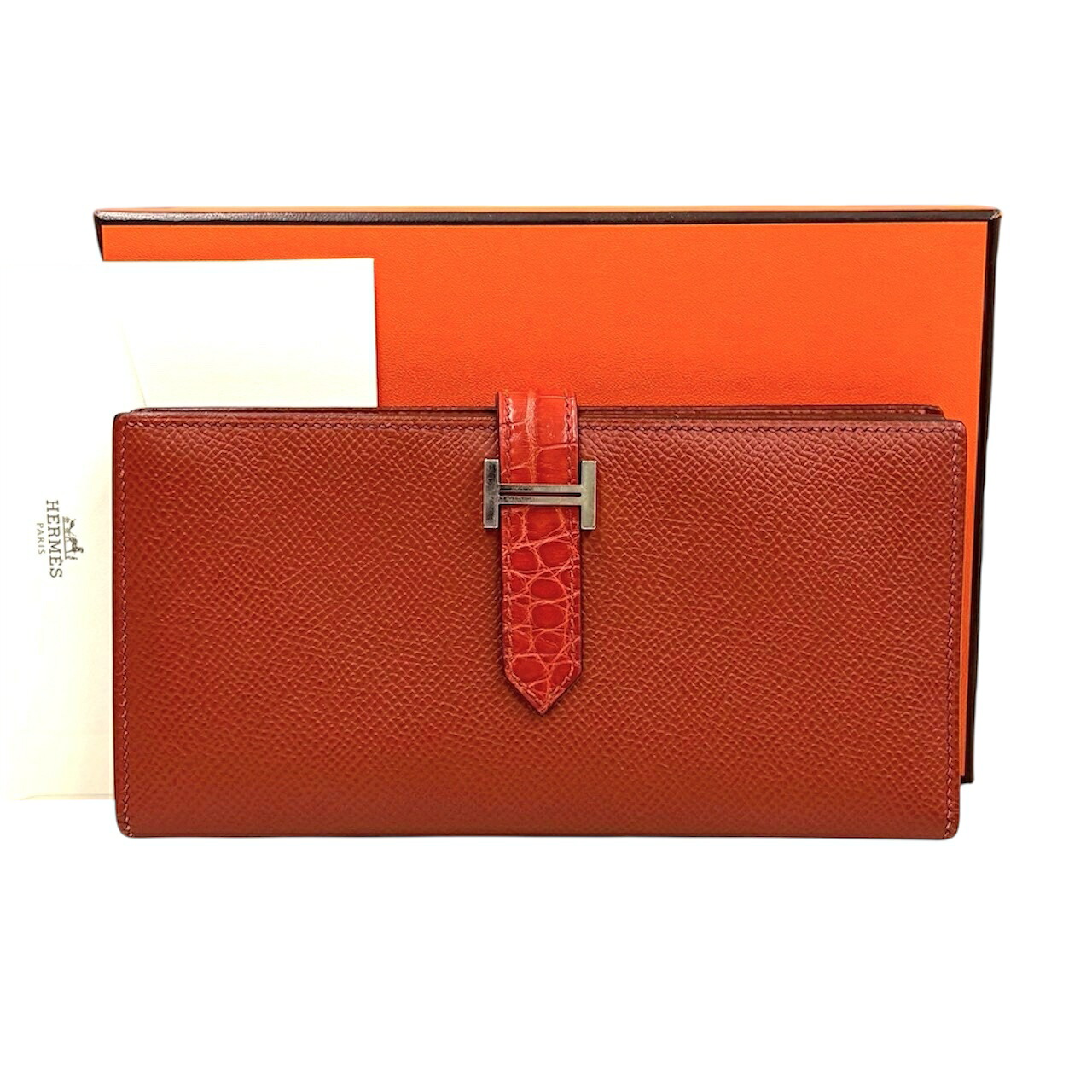 【中古】エルメス　ベアンスフレ　タッチ　ヴォ―エプソン　ブリック×サンギーヌ　シルバー金具　バイカラー　長財布　Z刻印/2021年　HERMES　《送料無料》