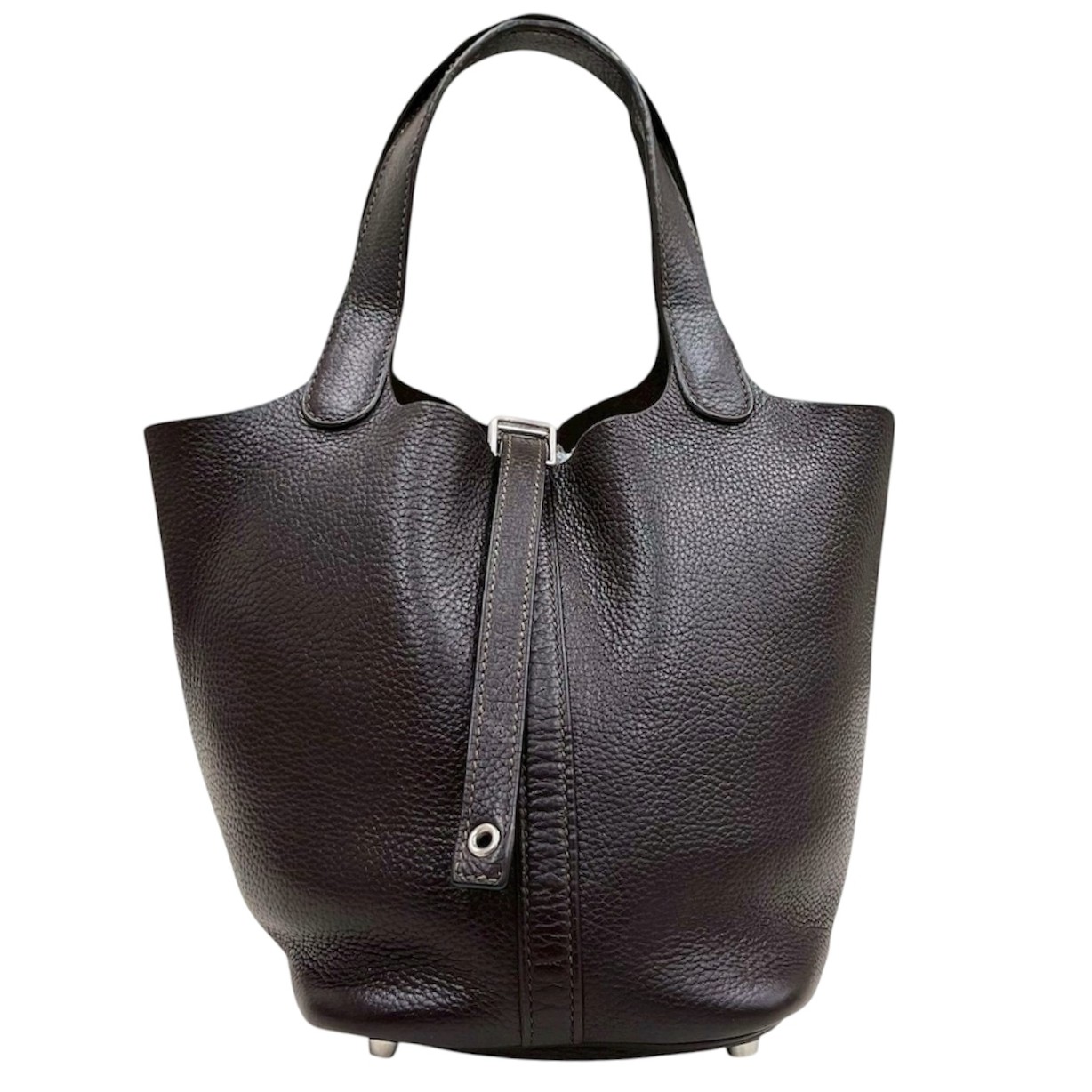 【中古】エルメス　ピコタンロックPM　トリヨンクレマンス　ハンドバッグ　ショコラ　シルバー金具　□L刻印/2008年　HERMES　《送料無料》