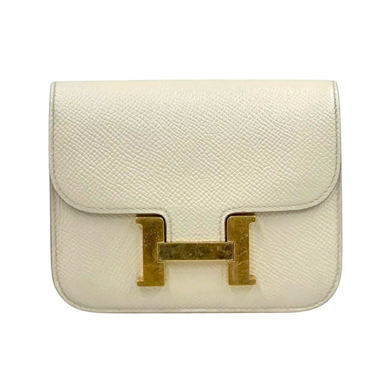 【中古】エルメス　コンスタンススリム　ヴォーエプソン　クレ　ゴールド金具　折り財布　Z刻印　HERMES　《送料無料》