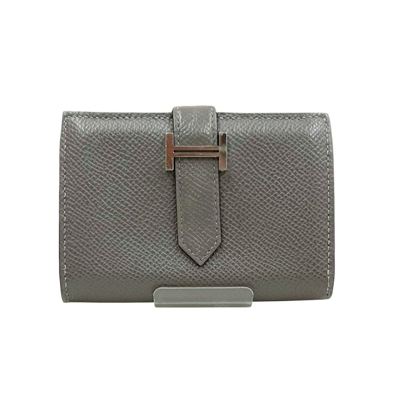 【中古】エルメス ベアンミニ ヴォーエプソン エタン コンパクトウォレット シルバー金具 U刻印 HERMES 《送料無料》|Link-s