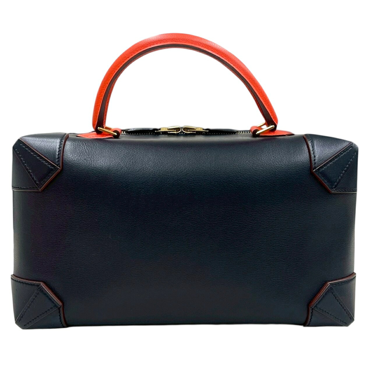 【中古】エルメス　マキシボックス29　エバーカラー　ハンドバッグ　ダークネイビー系　バイカラー　ゴールド金具　X刻印/2016年　HERMES　《送料無料》
