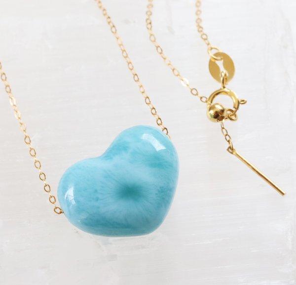 楽天市場】1点もの ラリマー 一粒 ネックレス（ハート M）14KGF 天然石