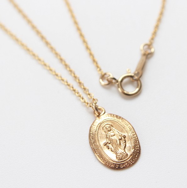 【再入荷】奇跡のマリア メダイ ネックレス（Ｓ）14KGF ゴールドフィルド ジュエリー お守り アクセサリー プチネックレス メンズ レディース｜天然石アクセサリーLink