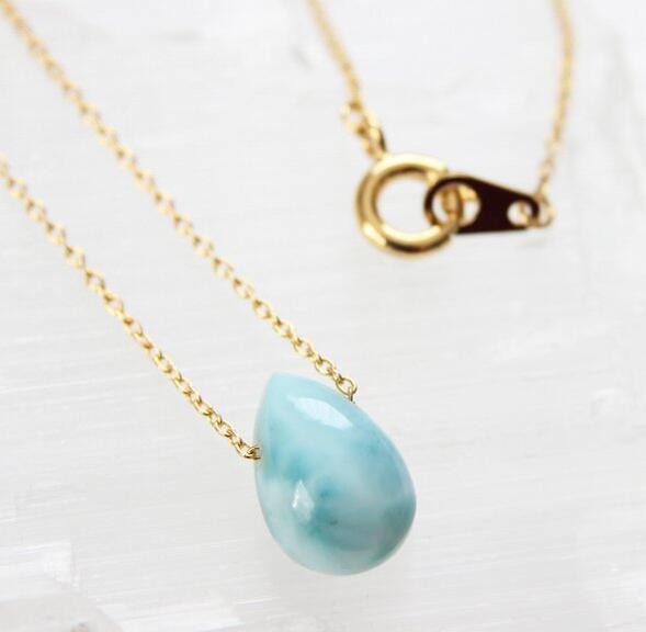 R✴Hです。ラリマー　ハーフムーンネックレス　14kgf 楽天市場】1点もの ラリマー 一粒 ネックレス（ハート M）14KGF 天然石