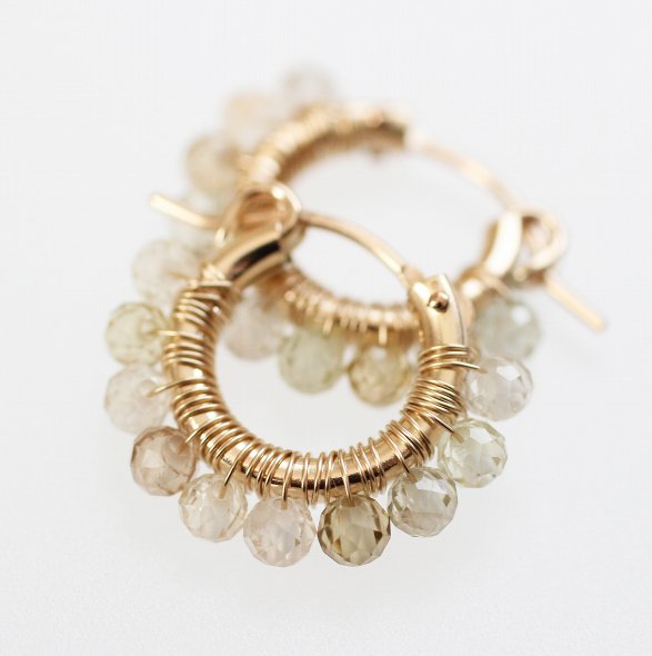 【再入荷】ジルコン フープピアス（イエロー SS）14KGF 天然石 アクセサリー ゴールドフィルド ジュエリー G型 フープ 12月誕生石 天然ジルコン ハンドメイド ラウンドカット｜天然石アクセサリーLink