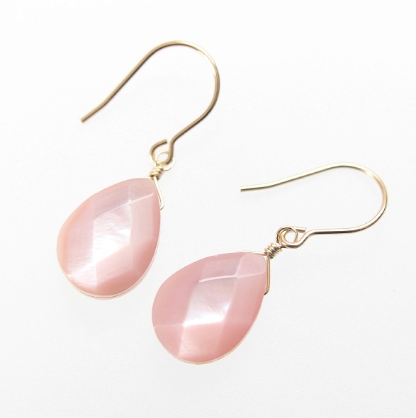 新春価格♡シェルムーン✕ピンクカラーオパール　14kgfピアス 14kgf：ピンクオパールのピアス *candy*（№9007） ピアス