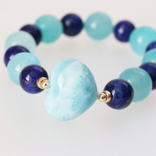 楽天市場】1点もの ラリマー ミルキークォーツ ブレスレット（ハート A