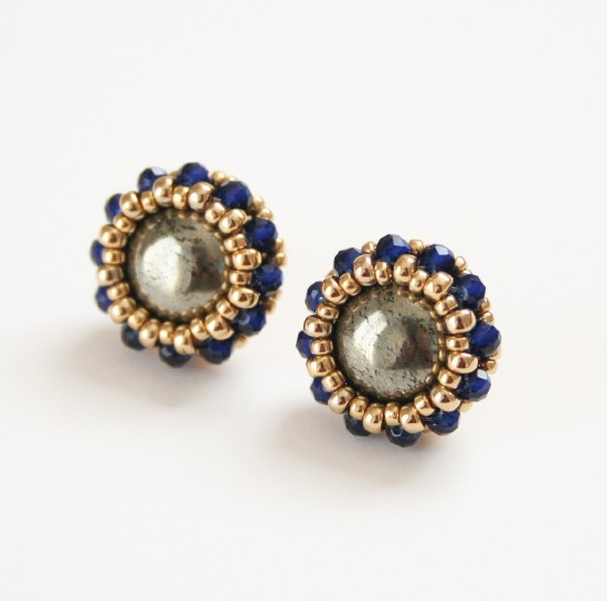 Link Stone Framing Pierced Earrings Stud Bolt Anium Post Framing Pierced Earrings Stud Bolt Anium Post Handmade Jewelry Natural Stone