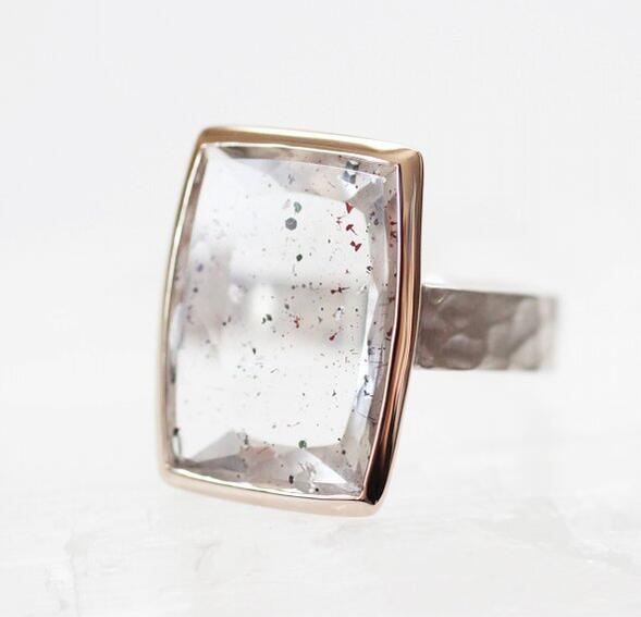 まの高品質希少ピンクファイヤークォーツ1点物☓スモーキークォーツリング3点 K18PGティンカーベルクォーツ（ピンクファイヤークォーツ）1.512ct リング