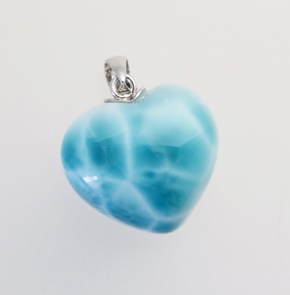 天然石☆高品質！ラリマーハート型ペンダントトップ☆濃いブルー＆模様が美しい！ ドミニカ産 18kゴールド ラリマー ペンダントトップ 豪華 濃い