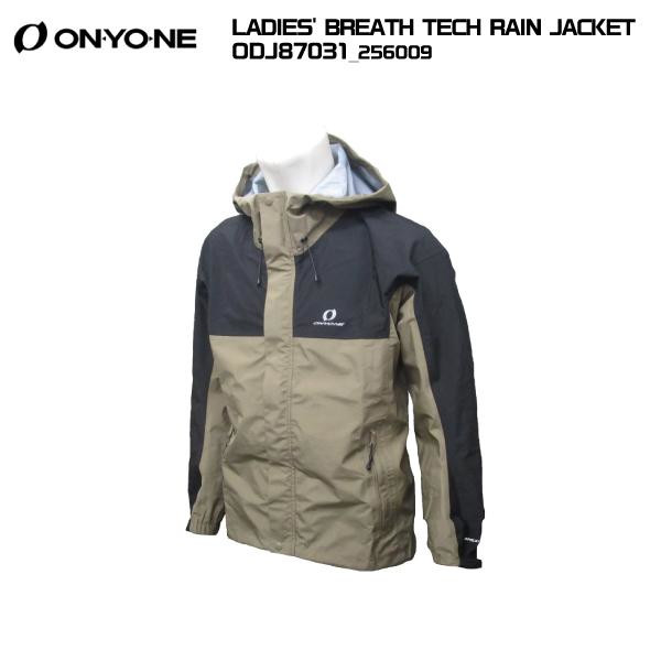 ONYONE（オンヨネ）LADIES\u0027 BREATH TECH RAIN JACKET（レディースブレステック レインジャケット）ODJ87031 -ベージュx黒いこと/256009-【レインジャケット】【レディース】