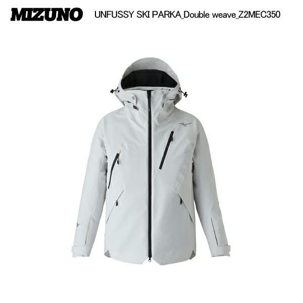 2025-26/MIZUNO（ミズノ）UNFUSSY PARKA_Double weave（アンファスィ アノラック ダブルウェーブ）Z2MEC350-04/ホワイトオニキスストラクチャー-【スキーの板上衣/分量制限事項】