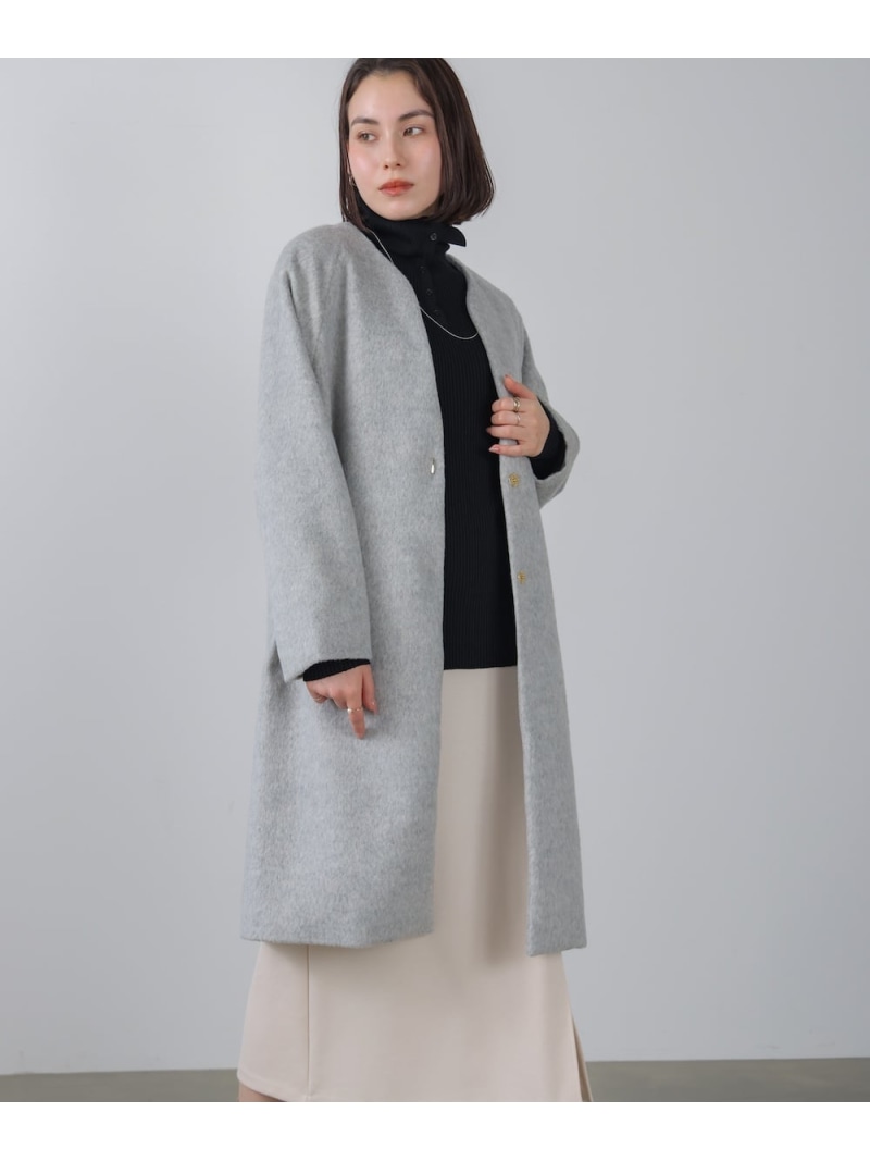 【SALE／30%OFF】ライトシャギーウールロングコート Bou Jeloud バブ / ブージュルード ジャケット・アウター 否色つや上衣 黒いこと 薄墨色【RBA_E】【貨物輸送無料】[ Fashion]