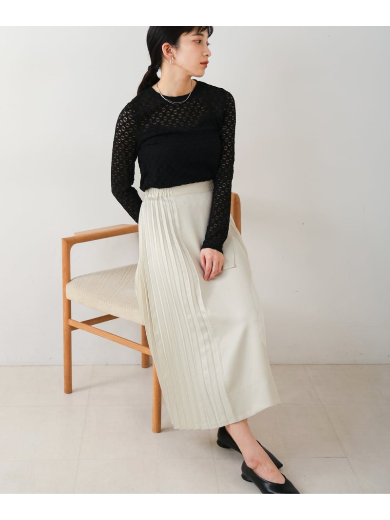 【SALE／20%OFF】デニムライクプリーツスカート Bou Jeloud バブ / ブージュルード スカート ロング・マキシスカート ホワイト ブルー【RBA_E】【送料無料】[ Fashion]