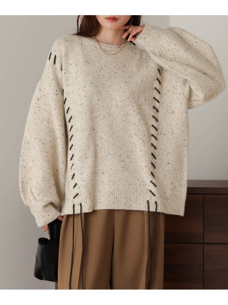 SALE／30%OFF】チョコチップ編み上げニットトップス Bab バブ