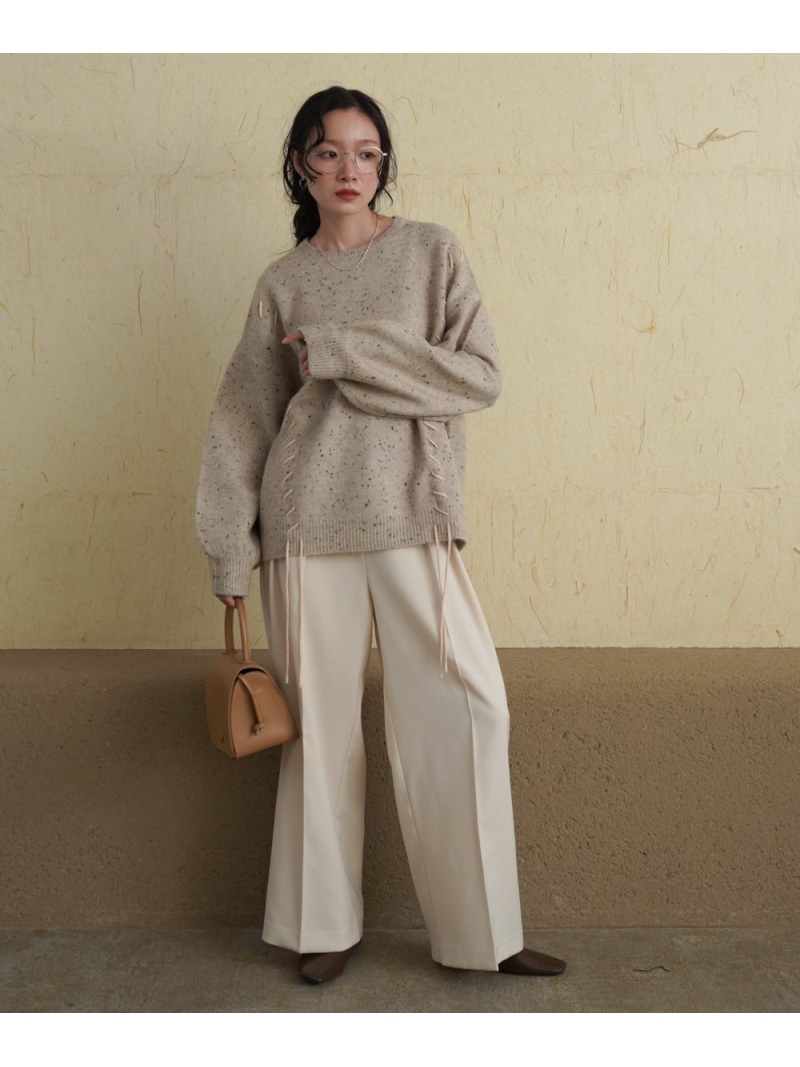 SALE／30%OFF】チョコチップ編み上げニットトップス Bab バブ