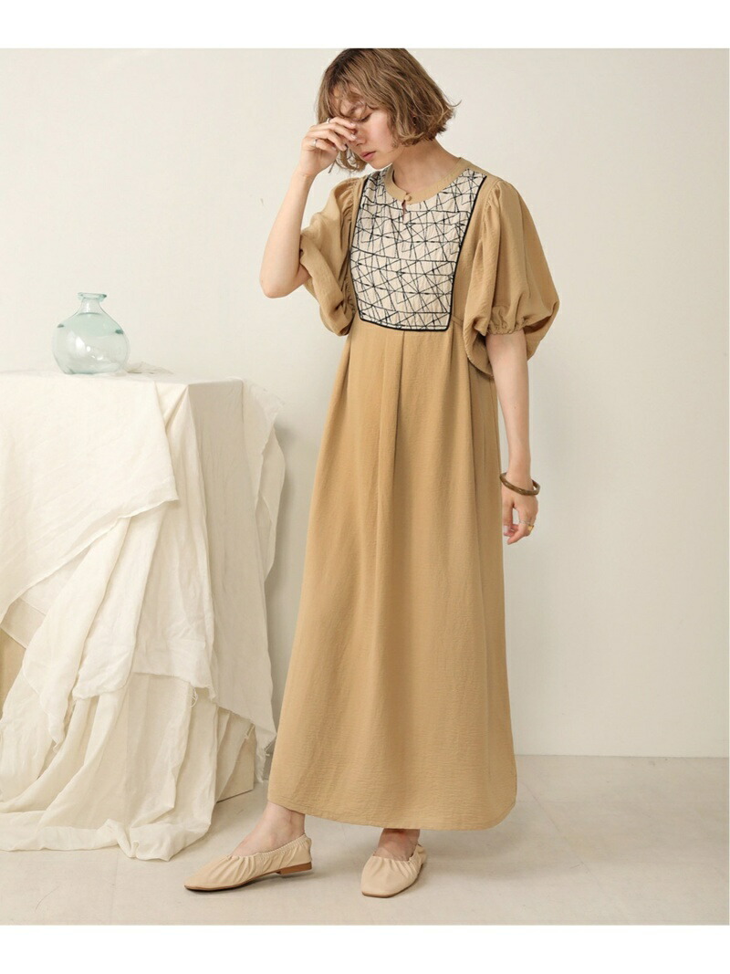 楽天市場 Web限定 フロント刺繍ワンピース Bab ブージュルード ワンピース ロングワンピース マキシワンピース ベージュ ブラック ホワイト 送料無料 Rakuten Fashion Bou Jeloud ブージュルード