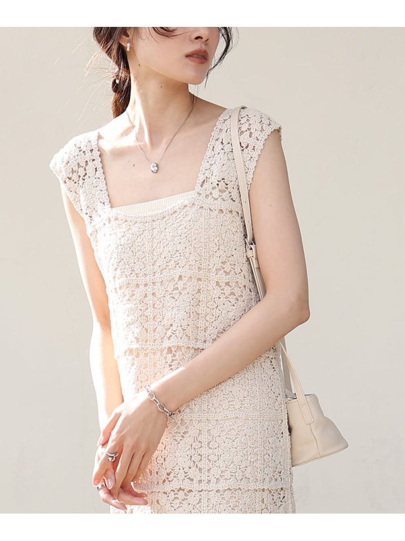【SALE／20%OFF】【低身長向けサイズあり】クロシェロングワンピース Bab バブ / ブージュルード ワンピース・ドレス ワンピース ブルー ホワイト イエロー ブラウン ブラック レッド【RBA_E】【送料無料】[ Fashion]