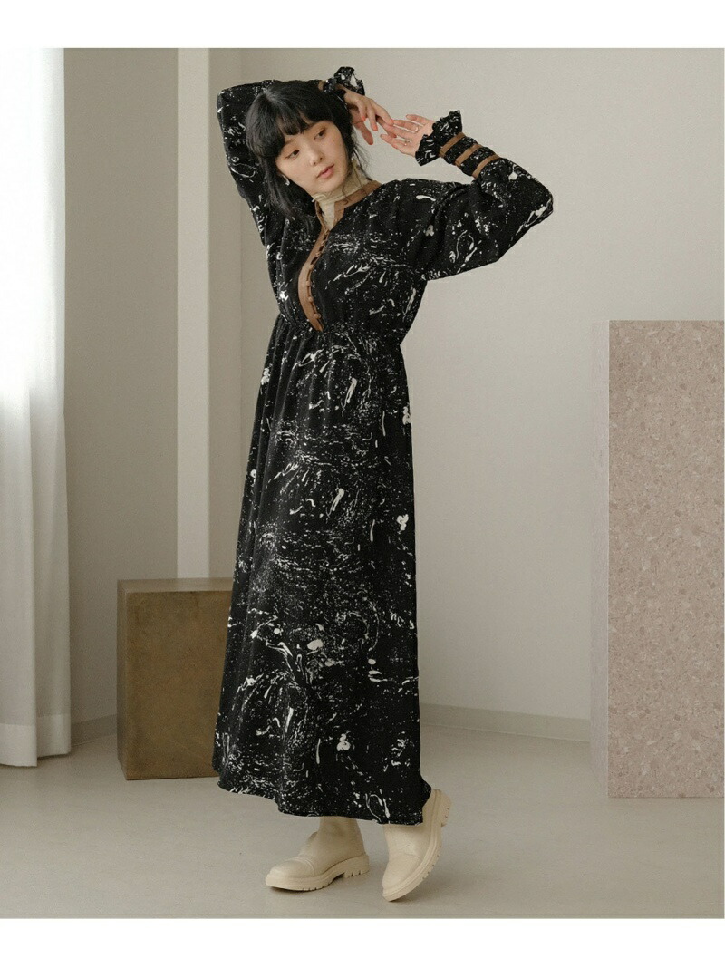 Web押える 配色お腰変換ローブ Bab ブージュルード ワンピース 長袖ワンピース 嚮後条件 貨物輸送無料 Rakuten Fashion Loadedcafe Com