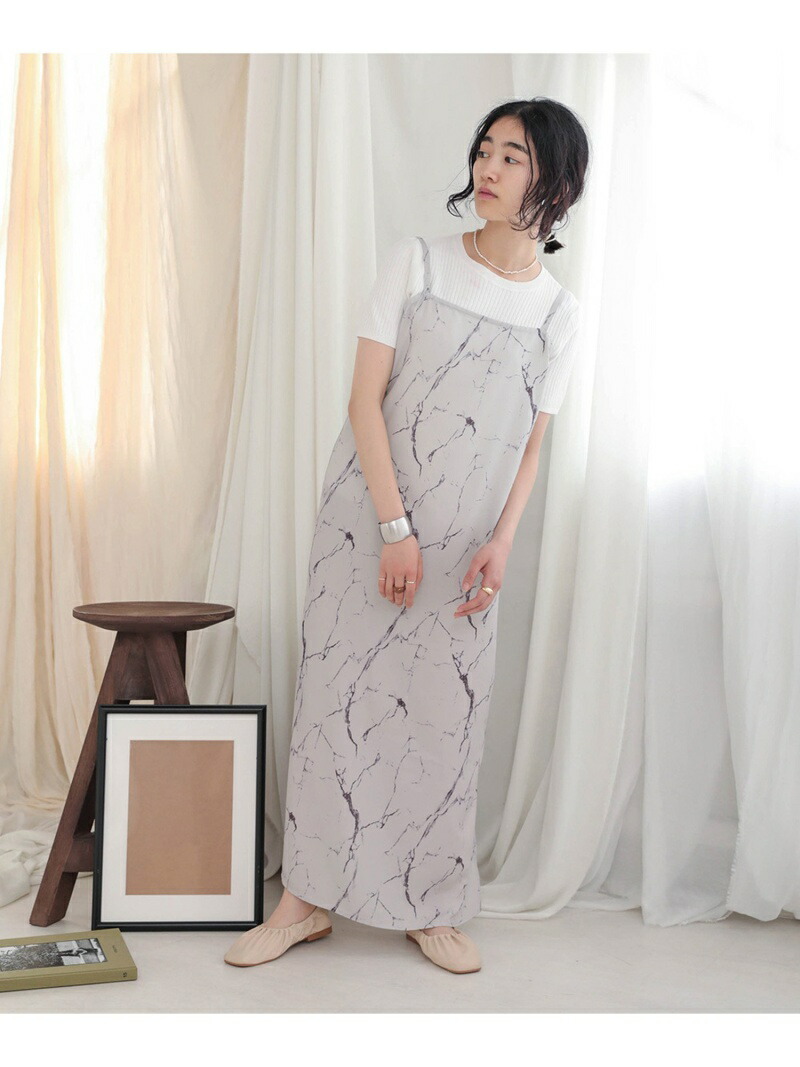 マーブル柄キャミワンピース Bou Jeloud ブージュルード ワンピース キャミワンピース オレンジ グレー ベージュ 送料無料 Rakuten Fashion Vmaphotographystudios Com