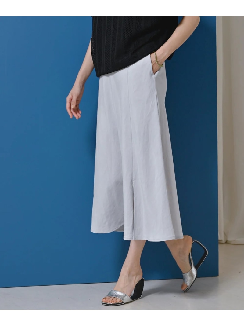 【SALE／30%OFF】リネンレーヨンスカート Bou Jeloud バブ / ブージュルード スカート ロング・マキシスカート グレー グリーン【RBA_E】【送料無料】[ Fashion]｜Bab／Bou Jeloud