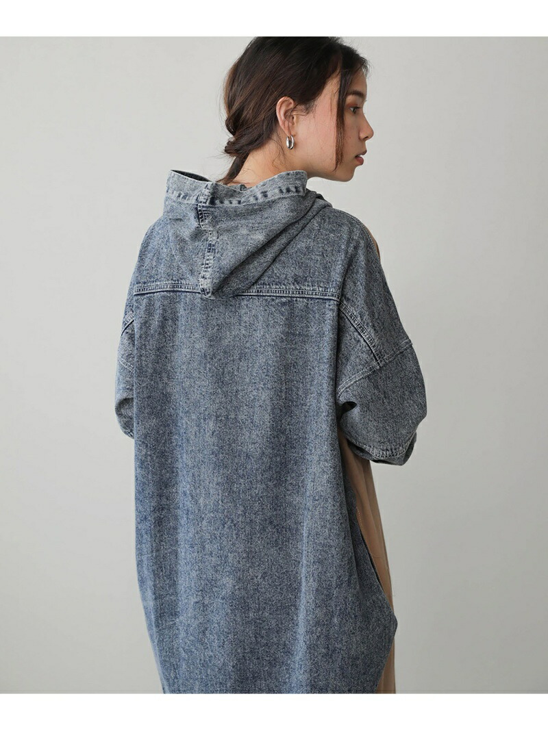 Bou Jeloud デニムコンビパーカーワンピース Bou Jeloud ブージュルード ワンピース 長袖ワンピース 送料無料 Rakuten Fashion Liceochiloe Cl