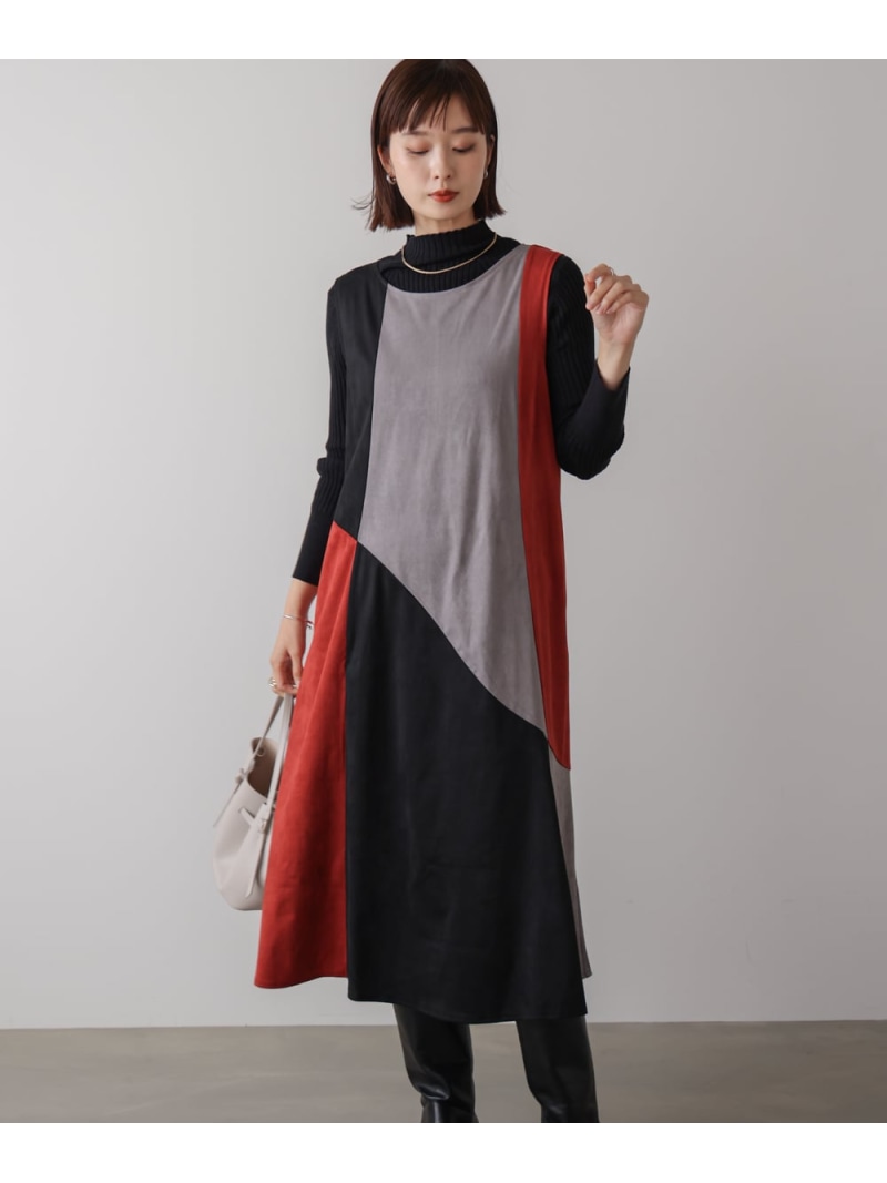 【SALE／20%OFF】カラーブロックシルエットワンピース Bou Jeloud バブ / ブージュルード ワンピース・ドレス ワンピース グリーン オレンジ【RBA_E】【送料無料】[ Fashion]