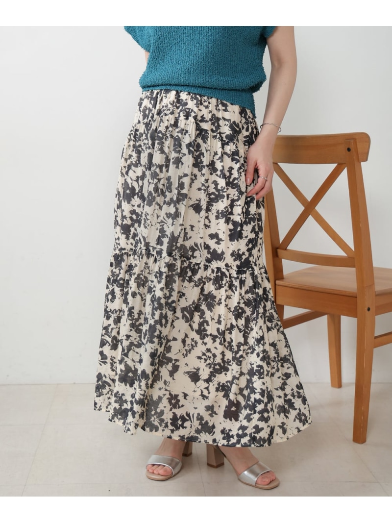 【SALE／30%OFF】モノトーンプリントティアードスカート Bou Jeloud バブ / ブージュルード スカート ロング・マキシスカート ブラック ホワイト【RBA_E】【送料無料】[ Fashion] 5,864円
