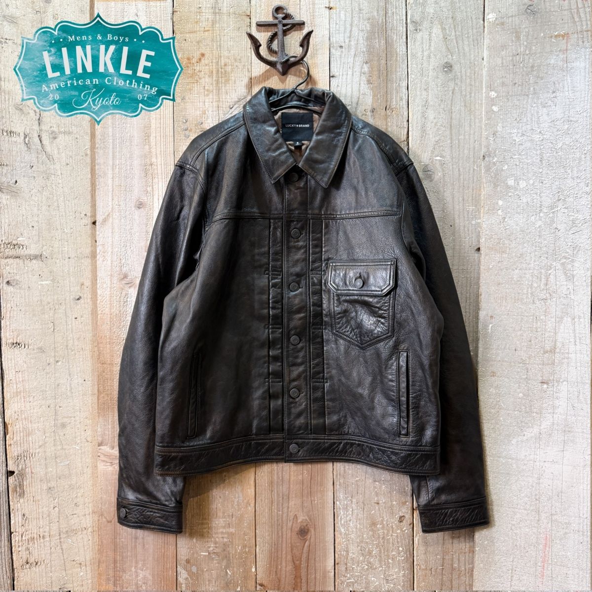 Lucky Brand(ラッキーブランド)\u003cBR\u003eなめし革 トラッカー 上衣\u003cBR\u003e【メンズ Gジャン 本革 1st 】