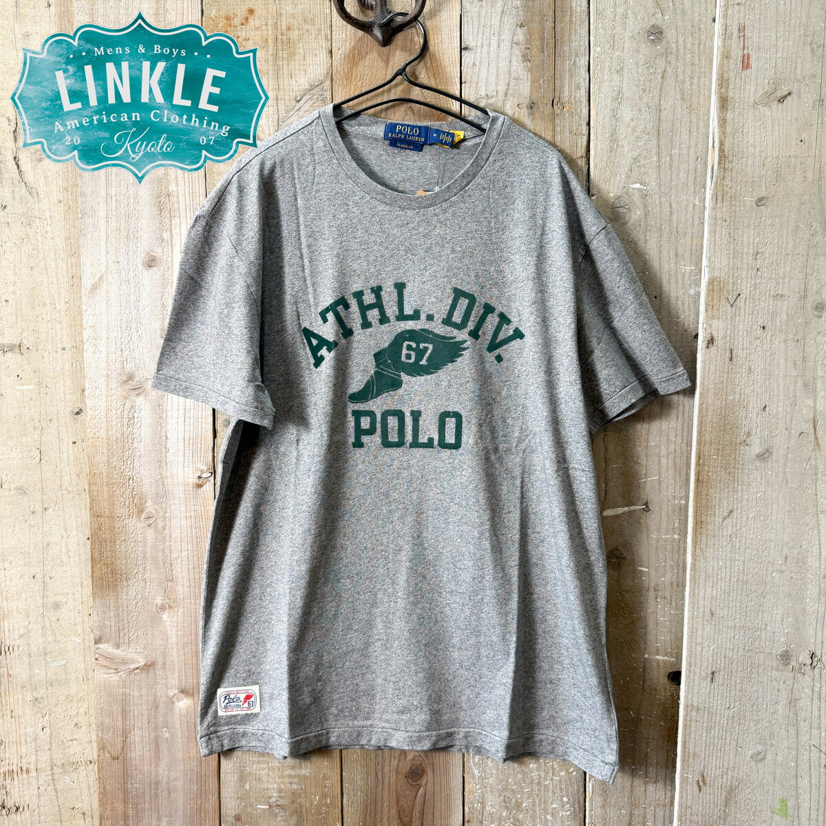 Polo Ralph Lauren(ポロ ラルフローレン)【 フットウィング 】 フロッキー プリント Tシャツ【 メンズ ウィングフット ビンテージ風 Pウィング 】|リンクル京都