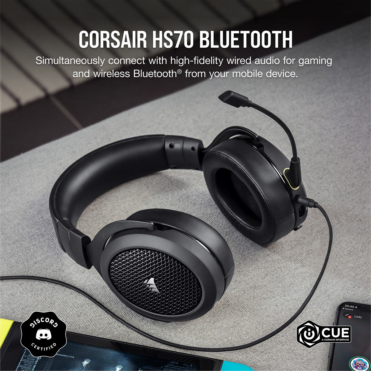 Corsair 有線とbluetoothの一斉に乗換ができるなゲーミングヘッドセット Hs70 Bluetooth Ca Ap Cannes Encheres Com