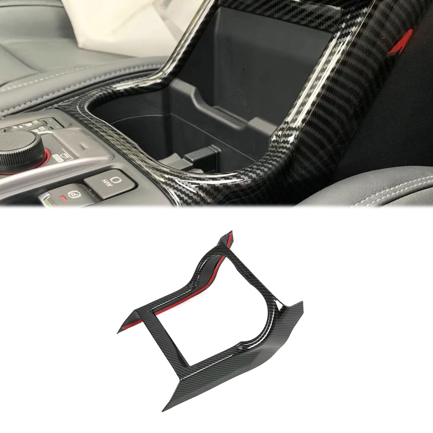 スバル フォレスター SK系 に対応フロントドリンクカップホルダーパネル インテリアドレスアップアクセサリーABS カーボン柄
