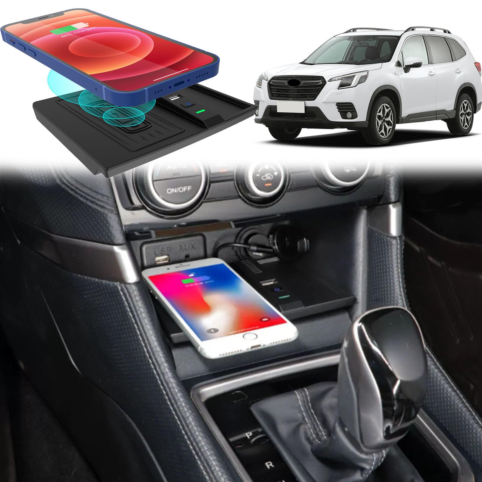 車載ワイヤレス充電器 スバル フォレスター 2019-2023 クロストレック 2018-2023 スバル インプレッサ 2017-2023 用全モデル 高温保護機能付き Qi対応スマホなら何でもOK｜Linkselectshop