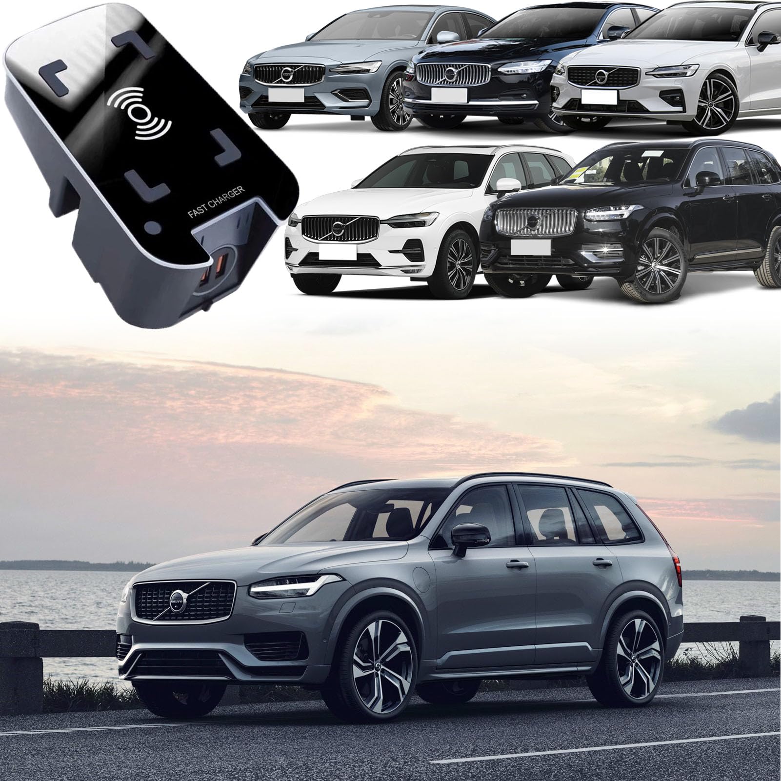 車載ワイヤレス充電器ボルボS60 Xc60 V60 S90 V90 Xc90(2015年 2016年 2017年 2018年 2019年 2020年 2021年 2022年 2023年 2024年)全モデル用 デュアルエアチャンネル冷却システム搭載|Linkselectshop