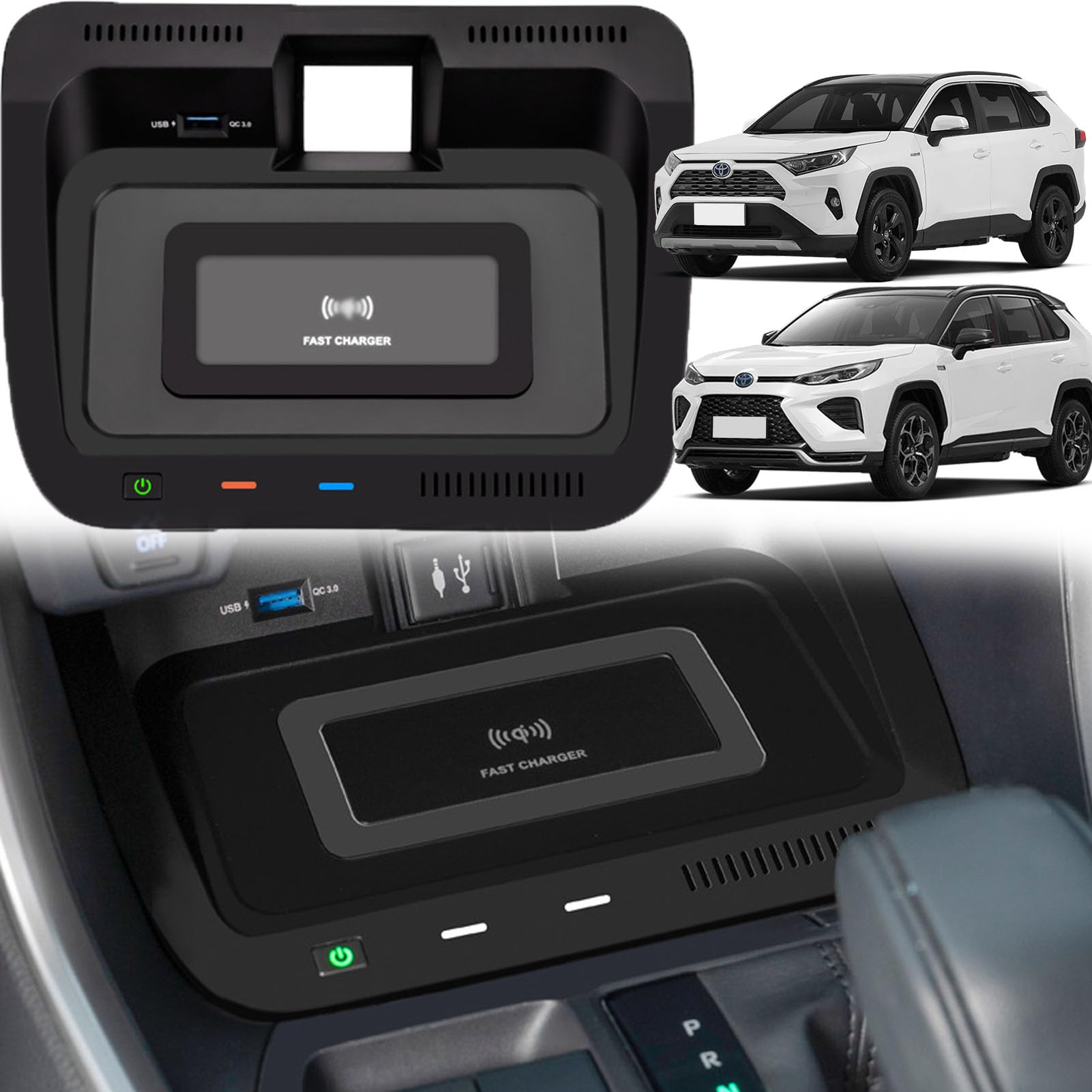 車載ワイヤレス充電器 15w 無線急速な充満および Usb Qc3.0 のトヨタ RAV4 （2020年 2021年 2022年 2023年）のためのすべてのモデルのセンター コンソールの付属品パネル｜Linkselectshop